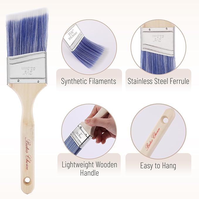 Bates Choice Paint Tray Set, 11 pcs, Paint Roller Kit, 9" & 4" Rollers, Small Paint Roller, Paint Roller Tray, 2" Angle Paintbrush, Foam Brush, Red Paint Tray