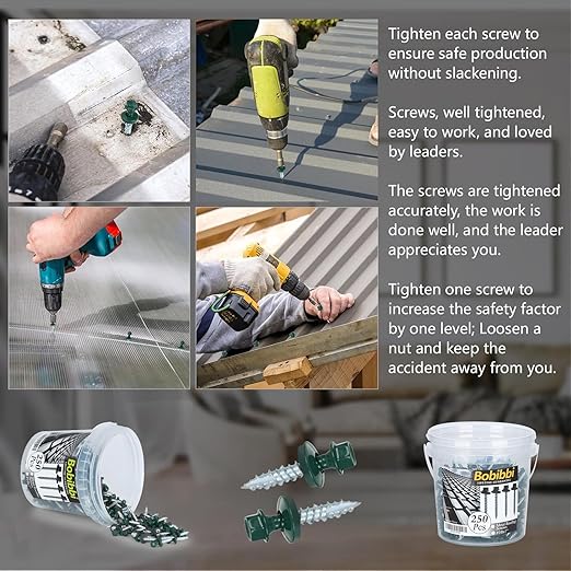 Metal Roofing Screws 10 x 1 inch, Green Hex Head Sheet Metal Roof Screw with EPDM Washer for Corrugated Roofing (250Pcs)