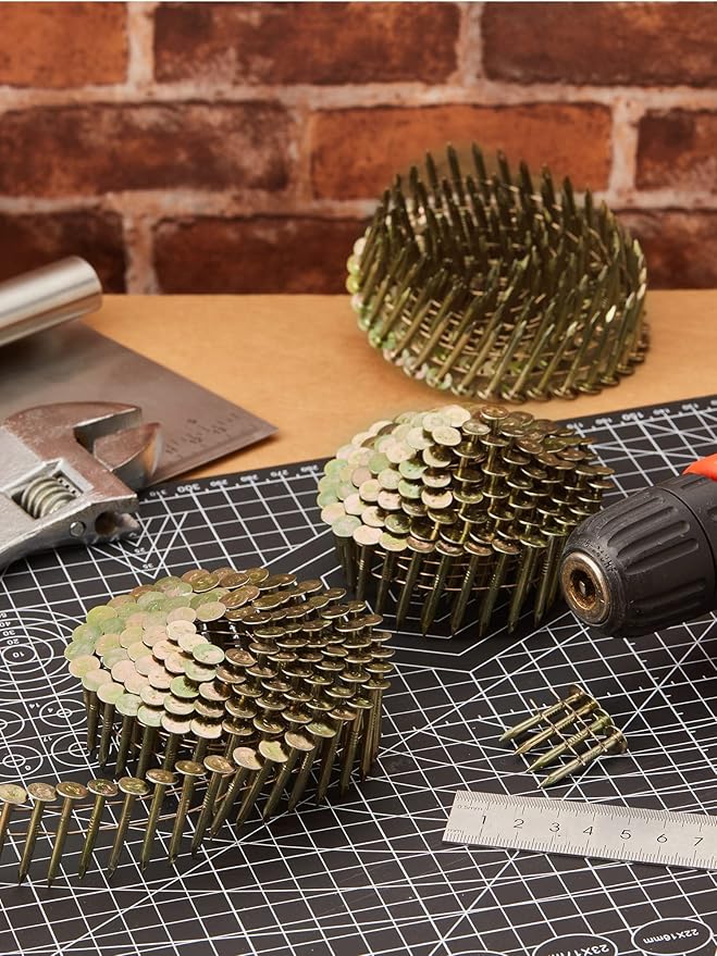 3600 Count Coil Roofing Nails 1in 1-1/4in 15 Degree Coil Roofing Nails Galvanized Stainless Steel Siding Nails with Smooth Ring Shank for Roof Lathing Sheathing Material(1-1/4 -inch x .120 Inch)