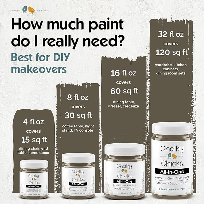 Chalky Chicks 16 Fl Oz Matte Beachwood (Brown/Gray) Chalk Paint for Furniture Without Sanding - No Prep Furniture Paint No Sanding All in One for Crafts, Walls, Cabinet, Metal, Dresser, Farmhouse