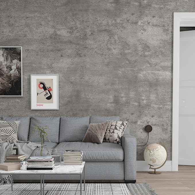 3yecao 16"×591" 3D Grey Concrete Wallpaper Peel and Stick Large Size Light Grey Concrete Cement Contact Paper Vinyl Stained Matte Textured Self Adhesive Gray Wallpaper for Bedroom Bathroom Basement