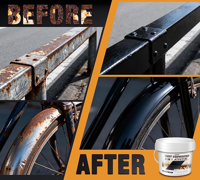 2 in 1 Rust Converter & Metal Primer, 36oz Water-Based Rust Remover Black Paint for Metal, Trailer, Truck, Chassis, Frame, Ultra Rust Inhibitor and Encapsulator, Easy Application, Long-Lasting