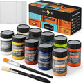 Magicfly 15 Pcs Chalk Furniture Paint Set, 9 Colors Ultra Matte Finish Acrylic Craft Paint Set (60 ml/2 oz) with Liquid Wax, 2 Brushes, 3 Sandpapers, Chalk Paint for Furniture, Crafts, Rustic Colors