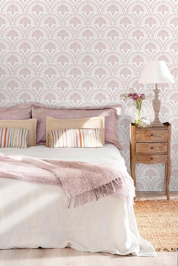 Timeet 17.7 in × 78.7 in Boho Peel and Stick Wallpaper Pink Floral Contact Paper White Pink Flower Wallpaper Removable Self Adhesive for Cabinet Bathroom Waterproof