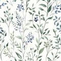 ILHIIOR Blue Leaf Wallpaper Boho Peel and Stick Wallpaper Green Leaf Vintage Contact Paper White Floral Wall Paper Removable Wallpapers Self Adhesive for Cabinet Drawers Wall Decor 17.5''x787''