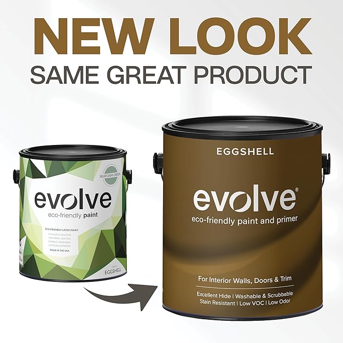 EVOLVE Paint & Primer: Environment-friendly, Low Sheen with One-coat Coverage for Interior & Exterior surfaces (Seafoam Green, 5-Gallon)