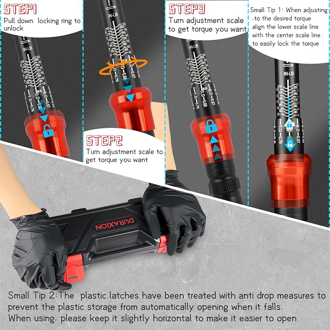 1/4-Inch Drive Torque Wrench 20-240in.lb/2.3-27.1Nm | ±3% Precision Dual Direction Torque Wrenches with 72-Tooth Dual Range Scales