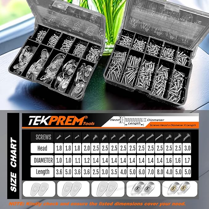 TEKPREM Magnetic Eyeglass Repair Tool Kit, Eye Glasses Repairing Screwdriver Set with Compatible Eyeglass Screws,Silicone Nose Pads,Tweezer,Small Screwdriver for Eyeglasses,Sunglasses and Nose Pads