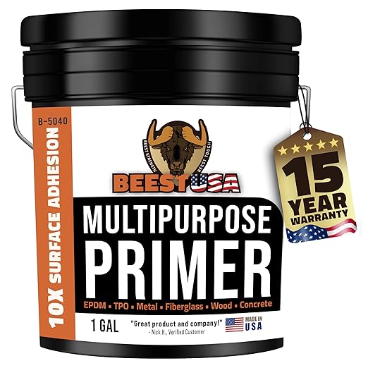 BEEST Multi-Purpose Primer - Gray, 1 Gallon Covers up to 250 Sq Ft| Liquid Rubber Deck Coating - Elastomeric Roof Coating - Water-Based, High-Adhesion Bonding Primer for Concrete, Metal, Wood, TPO