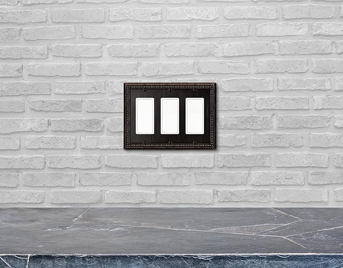 Henne Bery Sunken Pearls Heavy Duty Decorative Wall Plate Switch Plate Outlet Cover (Triple Decorator, Aged Bronze)