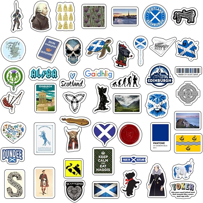 BulbaCraft Scotland Stickers for Water Bottle and Laptop - Heritage Party Supplies & Decorations, Waterproof Vinyl Scottish Decals, Scotland Flag Stickers Laptop Decals, Gifts for Women & Men