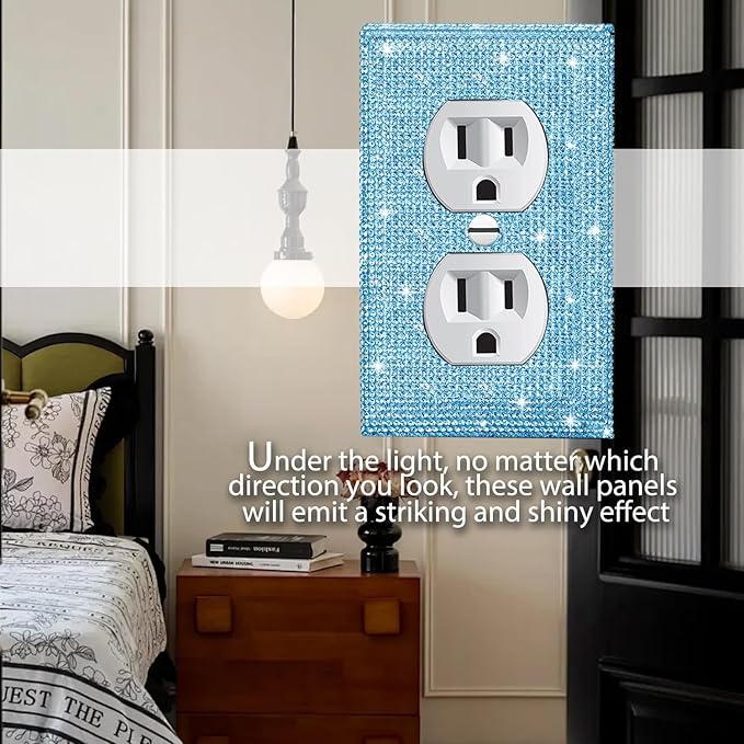 Shiny Blue Rhinestones Outlet Light Switch Plate Decorative Outlet Covers Rhinestone Blue Outlet Cover Wall Plates Light Switch Cover Plate