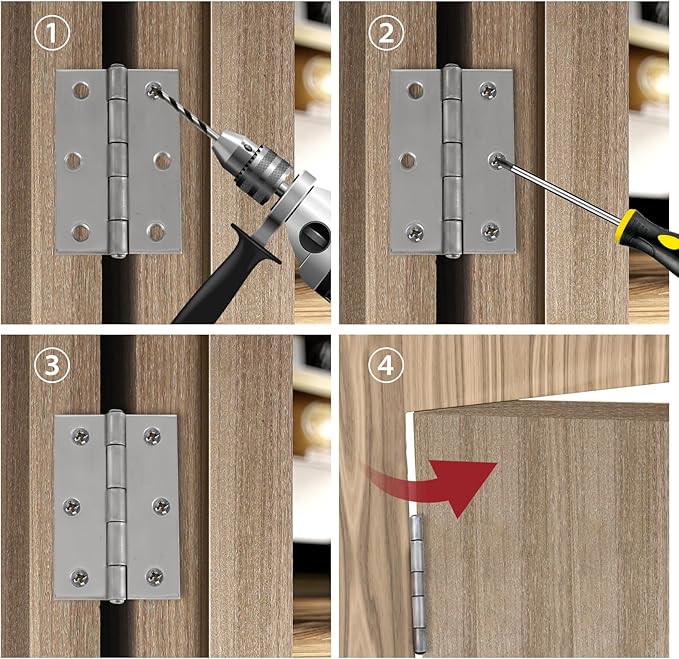 MY MIRONEY Folding Butt Hinge 2-3/8" Stainless Steel Home Furniture Hardware Door and Window Hinge with Screws Pack of 12