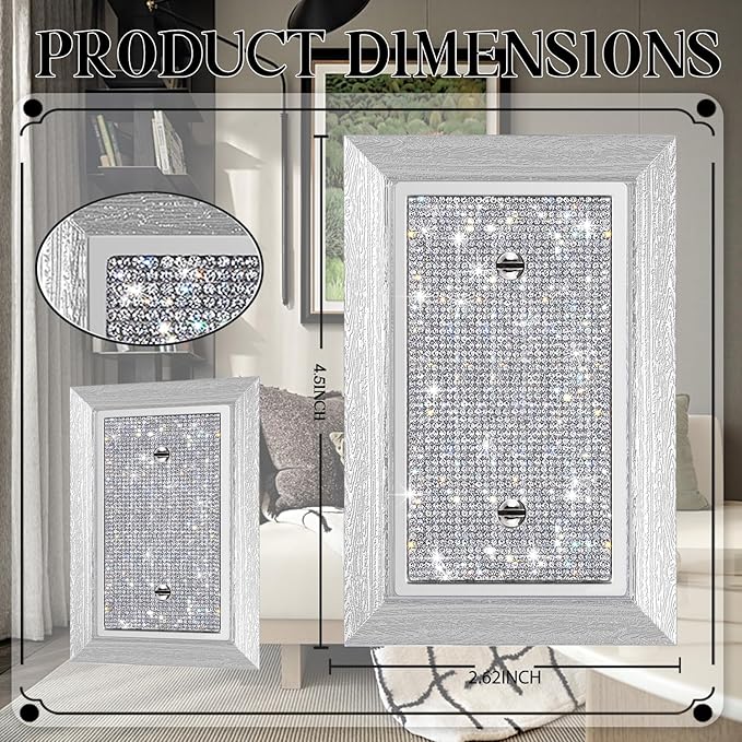 1 Pcs Shiny Rhinestones Wall Plates Light Switch Cover Plate Decorative Outlet Covers Blank Wall Plate Single Toggle Imitation Wood Grain Switch Plates