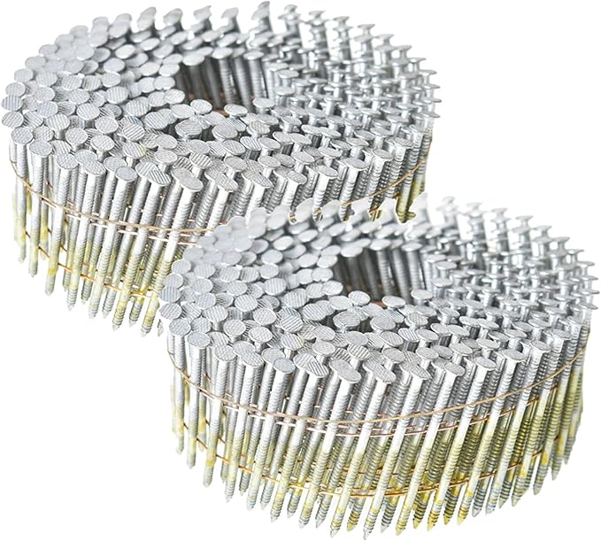 GXYWADY 3600Pcs Wire Coil Siding Nails 0.092 x 1-1/4 In Hot-Dip Galvanized Paint-Dipped Ring Shank Inclined 15 Degree Full Round Head Siding Nails of Lathing and Sheathing Materials