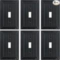 6-Pack Classic Beadboard Single Toggle Light Switch Cover Plate, Unbreakable Polycarbonate Decorative Switch Plate Covers, Matte Black 1 Gang Wall Plate