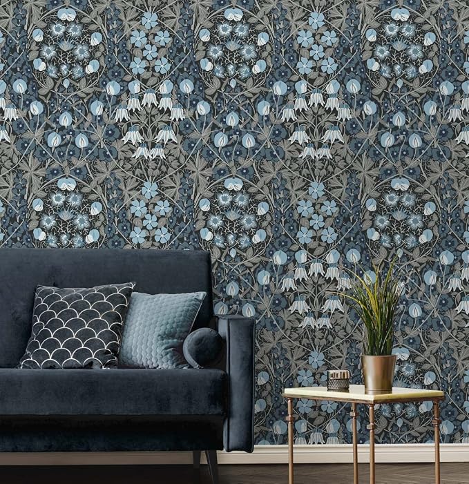 NextWall Tulip Garden Floral Peel and Stick Wallpaper (Bluestone)