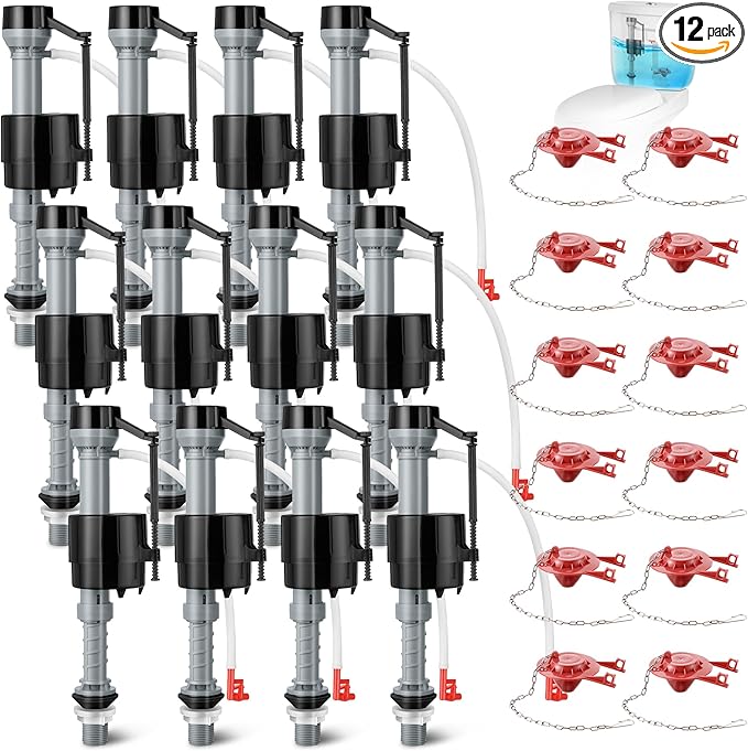 Saillong 12 Sets Toilet Float Replacement Kit, Universal Toilet Flusher Replacement Kit and 2 Inch Flapper Replacements, High-Performance Tank Water Control and Fill Valve