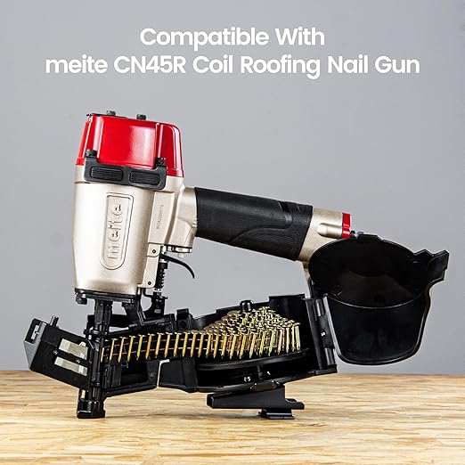 meite Coil Roofing Nails 1-Inch x .120-Inch Electro Galvanized 15 Degree Full Round Head Coil Nails for Roofing Nailer, Wire-Weld Collated Roofing Nails for Roof Lathing Sheathing 2,880 PCS