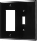 Bates- Combination Wall Plate, Toggle Switch/Decorator, Black, 4.50"x4.57"/Standard Size, 2 Gang Wall Plate