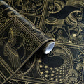 Erfoni 394"x17.7" Vintage Peel and Stick Wallpaper Black and Gold Contact Paper Peel and Stick Removable Animal Pattern Wall Paper DIY Waterproof Self Adhesive Wallpaper for Accent Wall Covering