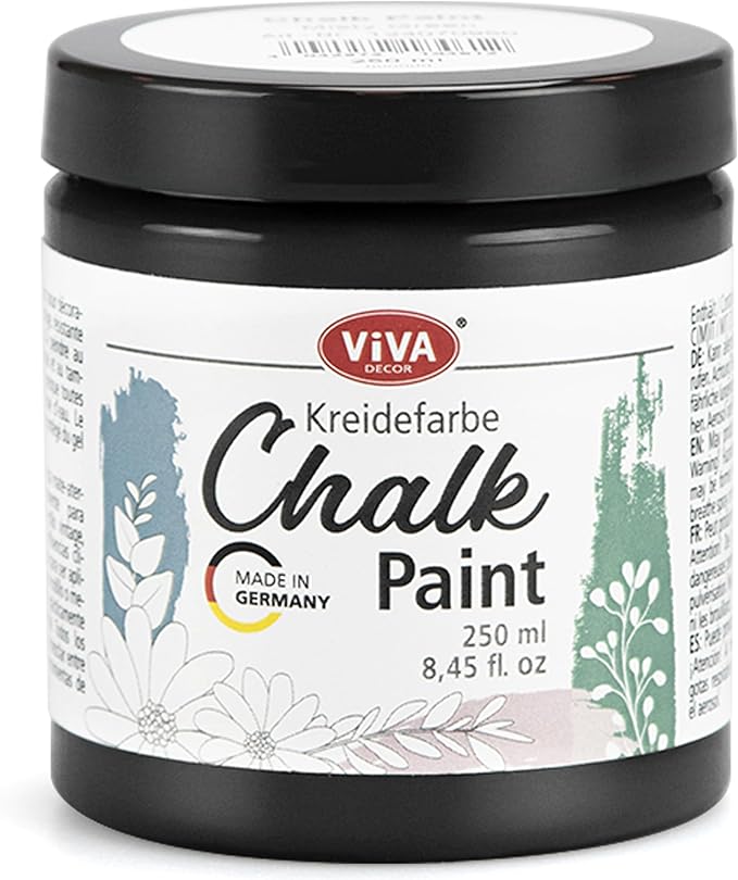 Viva Decor Chalk Paint (Carbon Black) 8.45oz - Featuring a Chalky & Matte Finish, this paint is perfect for crafting Shabby Chic & Vintage looks on wood furniture and decor pieces