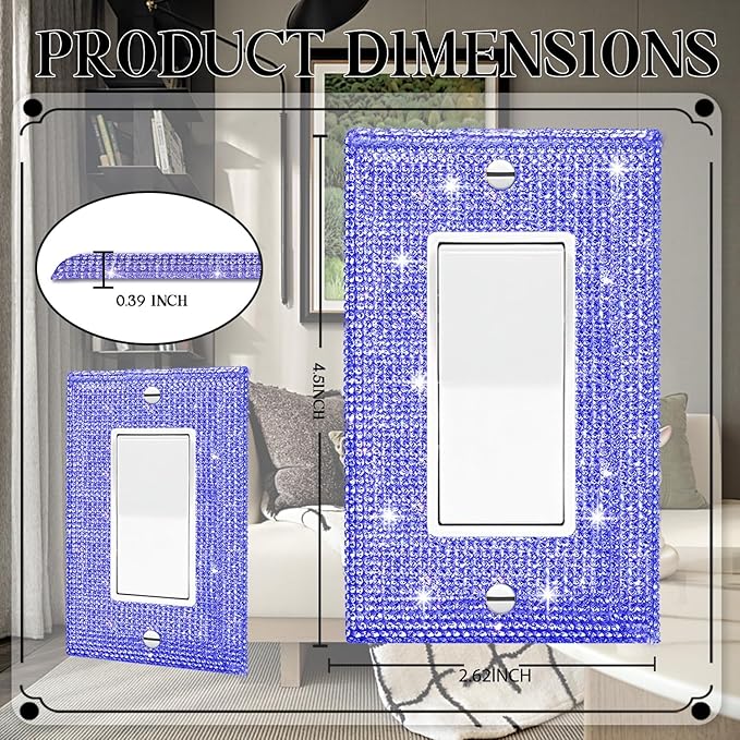 Shiny Purple Rhinestones Switch Plates And Outlet Covers Light Switch Cover Decorative Wall Plate Light Switch Cover Plate Rhinestone Bling Outlet Cover, Standard Size
