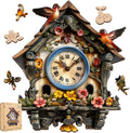 Pikoqunc Wooden Jigsaw Puzzles, Clock House Wooden Puzzles for Adults 500 Pieces with Birds, Unique Vintage Wood Puzzle for Home Décor, Perfect Holiday, 15.2’’ x 17.7’’ Family Game