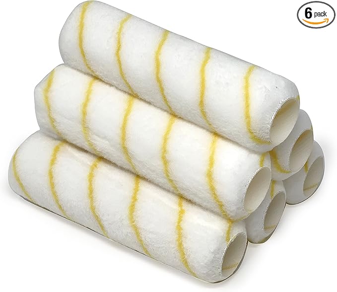 Allgala Paint Roller Covers, 6 Pack 9 Inch Shedless Lint Free Painter Roller Covers 1/2 in Roller Naps for Paint Roller Kit