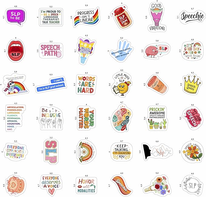 100Pcs SLP Stickers for Water Bottle, Laptop – Speech Therapy Stickers and Decals – SLP Gifts - Funy Speach Therapy Party Supplies - Gifts for Men & Women