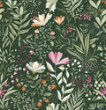 Fititem Green Floral Peel and Stick Wallpaper Boho Dark Vintage 17.3”×591” | Floral Self Adhesive Contact Paper Botanical Nature Removable Wildflower Wallpaper Waterproof Wallpaper for Bathroom Bedroom
