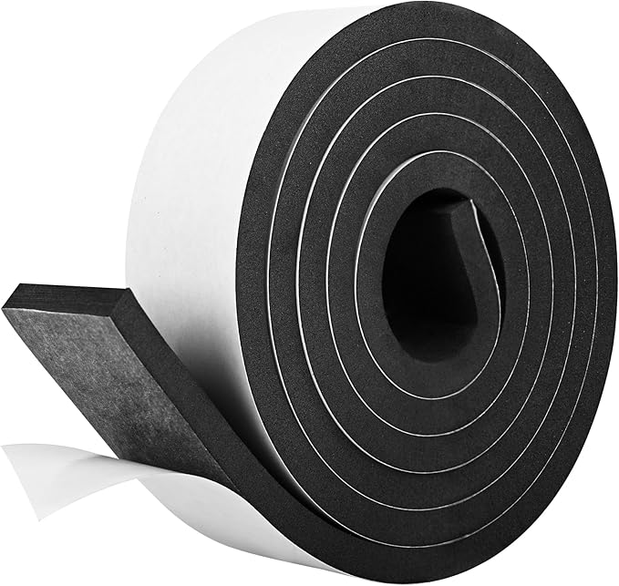 Self Adhesive Foam Tape Weatherstrip 2In x 1/2In x 6.5Ft High Density Foam Insulation Strips Foam Seal Weather Stripping with Strong Adhesive for Door and Window Sound Isolation Soundproofing