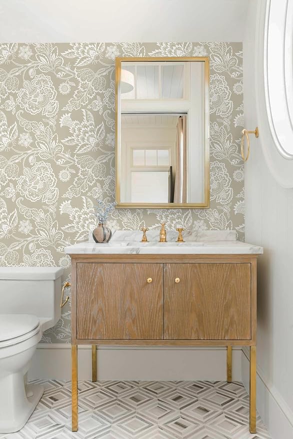 Hopepak Vintage Floral Peel and Stick Wallpaper Botanical Contact Paper Retro Self - Adhesive Removable Waterproof Wall Paper Decor for Bedroom Bathroom Easy DIY Home Upgrade 17.3" x 78.7"