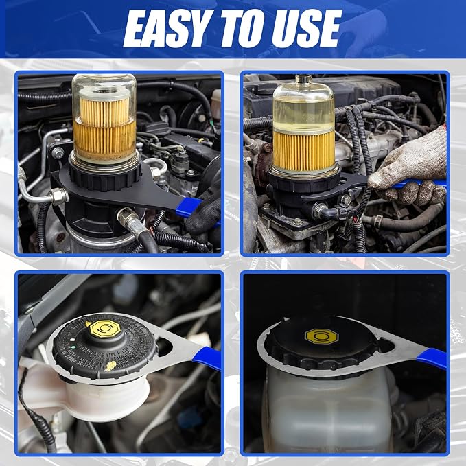4 Pcs Fuel Filter Wrench 4.6'' & 5'' & 6'' & 8'' Blue | Compatible with Diesel Engines Water Separator, Cap Claw Grip Design, Metal Plastic Build, Easy Removal