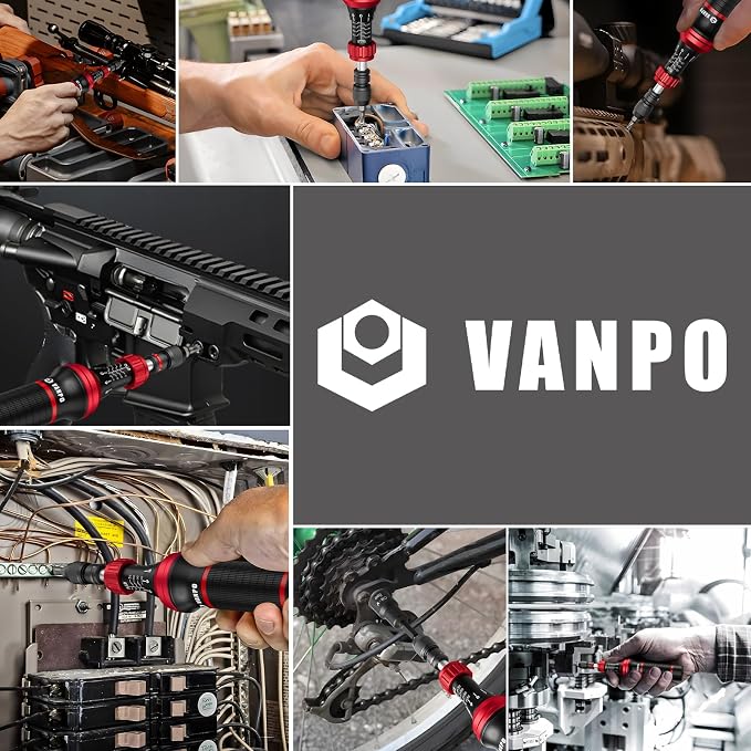 VANPO Torque Screwdriver Set 10-80 In-lb, 99-Piece Torque Driver Kit | with T-Bar & 1/4" Quick-Change Adapter, Precision Adjustable for Scope Mounting, Electronics Repair, Bicycle Maintenance
