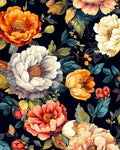 BOKEBEVE Floral Wallpaper Peel and Stick Boho Colorful Black 17.5 x 393.5In | Extra Long Removable Renter Friendly Vintage Floral Wall Paper for Bedroom Bathroom Cabinet Drawer Feature Accent Wall