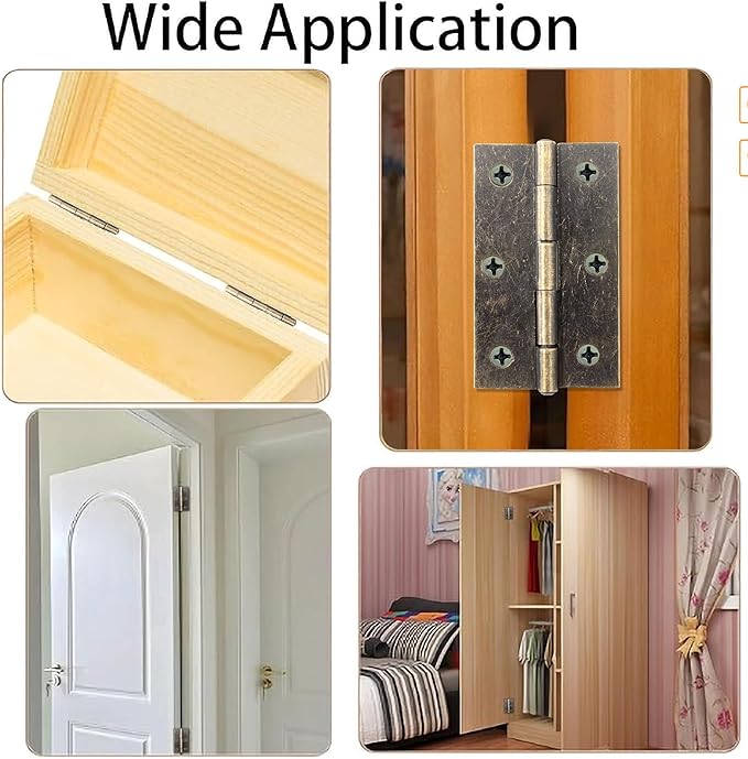 10 Pcs 2.5 Inch Antique Bronze Door Hinge Cabinet Hinge - Reliable Antique Bronze Ball Bearing Butt Hinges for Windows, Cabinets, and Outdoor Use - Includes Mounting Screws