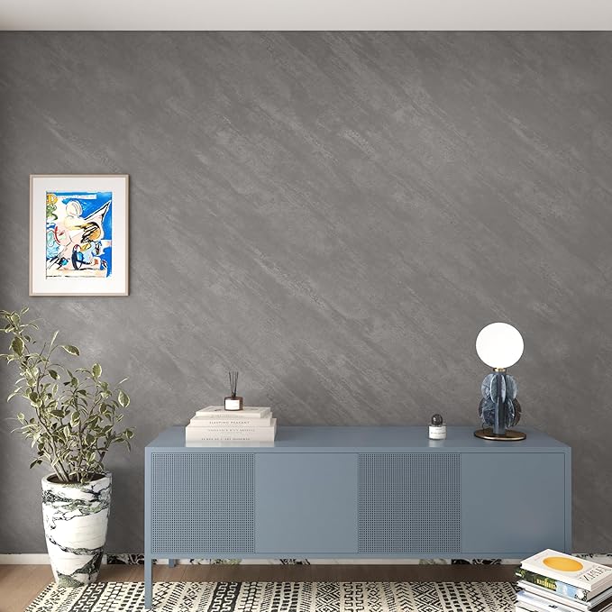 3yecao 31"×1181" Extra Wide Thick Large Size Gray Concrete Wallpaper Peel and Stick Industrial Grey Concrete Cement Contact Paper Matte Textured Wall Sticker for Living Room Bedroom Garage Walls