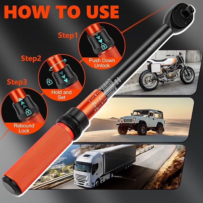 Matework 1/2 Inch Drive Click Torque Wrench, 10-180 ft.lb/13.6-244.1 Nm, ±3% High Precision Lug Nut Torque Wrench with 72 Tooth Dual-Direction for Moto, Wheel Tire and Car Repair