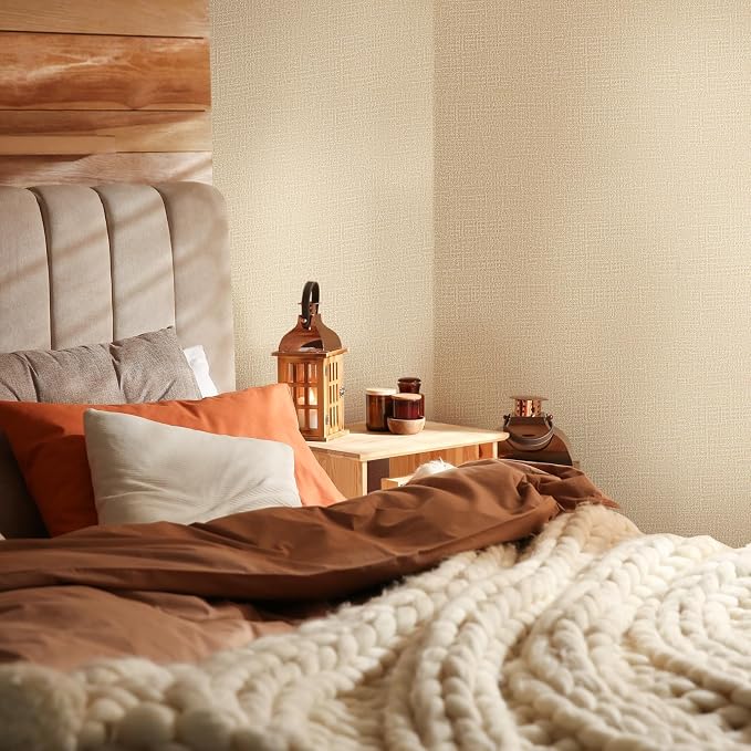 WADILE Grasscloth Peel and Stick Wallpaper 15.7in x 196.8in, Textured Contact Paper for Cabinets, Faux Linen Wall Paper Pull and Stick, Fabric Vinyl Wallpaper Self Adhesive Beige | Textured contact paper, Faux linen, Vinyl material, Cabinets, Self adhe...