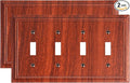2-Pack Quad Toggle Light Switch Cover Plate, Wood Grain Decorative Switch Plate Covers, Natural Bamboo Fiber 4 Gang Wall Plate for Toggle Light Switch and Rotary Dimmer Switch