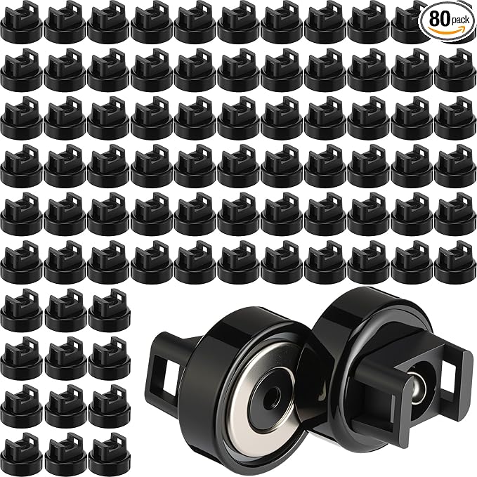Yookeer 80 Pieces Magnet Zip Tie Mount 22 mm Heavy-duty Magnetic Zip Tie Mounts 22LBS Strong Multipurpose Wire Cable Holder Mount for Home Office Wire Management Marine Electrical Wiring