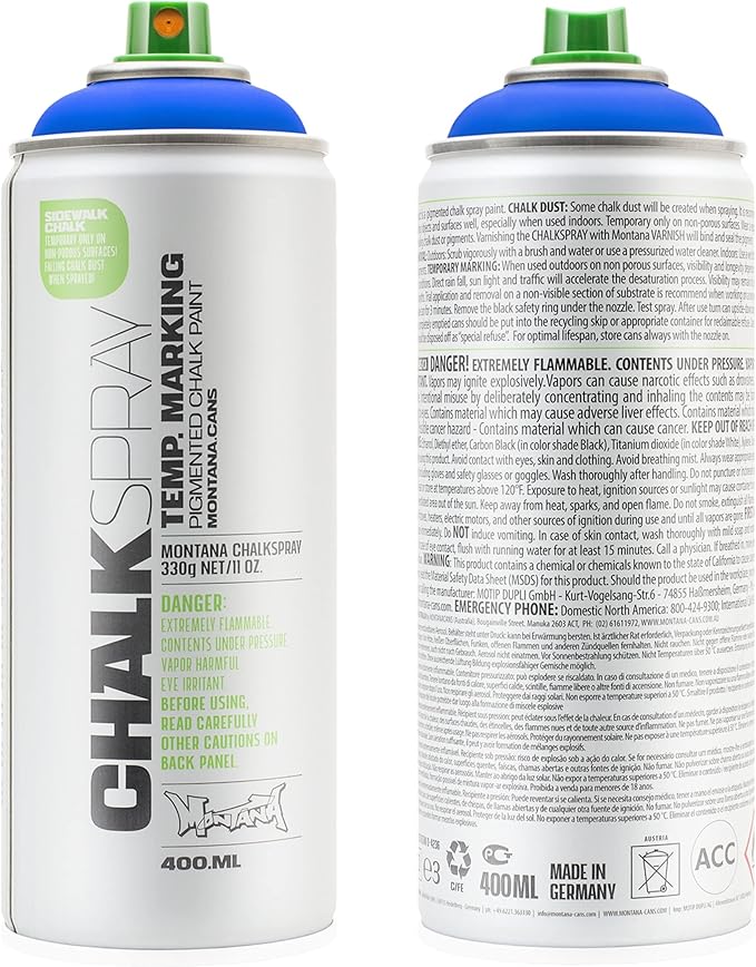 Montana Cans Montana Chalk Color Spray Paint, 400 Ml, Blue, 13.53 Fl Oz (Pack of 1)