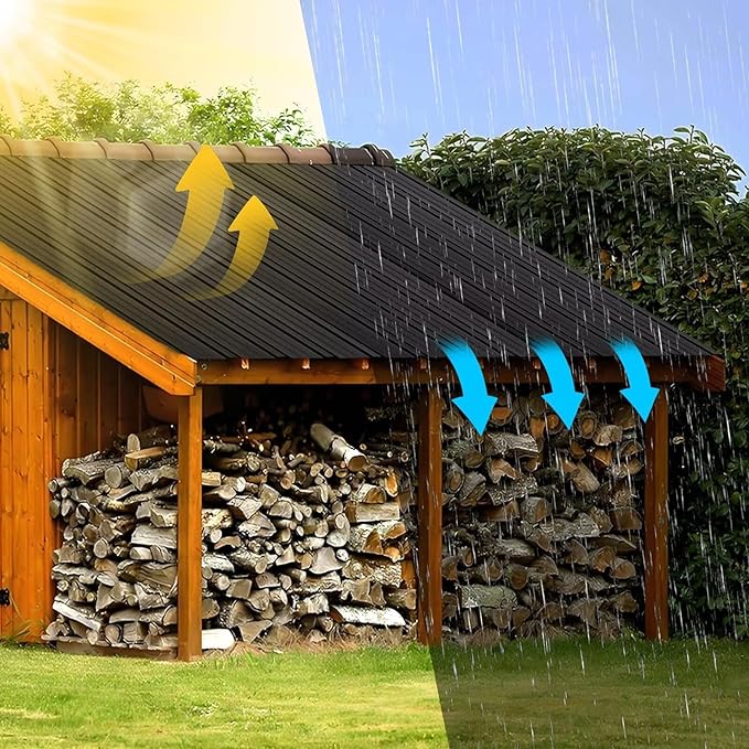 Metal Roofing Panels - 12 Pcs Waterproof Heavy Duty Metal Roof Panels Corrugated Metal Siding for Roofs Carports Tool Sheds Patio Porch Pergola, Easy to Install Black, 50.78x17.7in