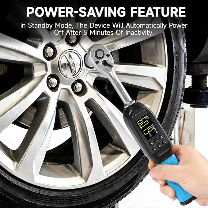 DISEN 3/8" Digital Torque Wrench Set 5-135 N.m 8 Presets 500 Memory | 3.7-99.6 Ft.lb | ±2% accuracy | 8 presets & 500 data memory | Track/Peak modes | LED/buzzer | For auto, motorcycle, bike, DIY