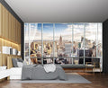 Cliouar-3d Window Building Bedroom Living Room Mural Wallpaper 158" x 110"(Not Peel and Stick)