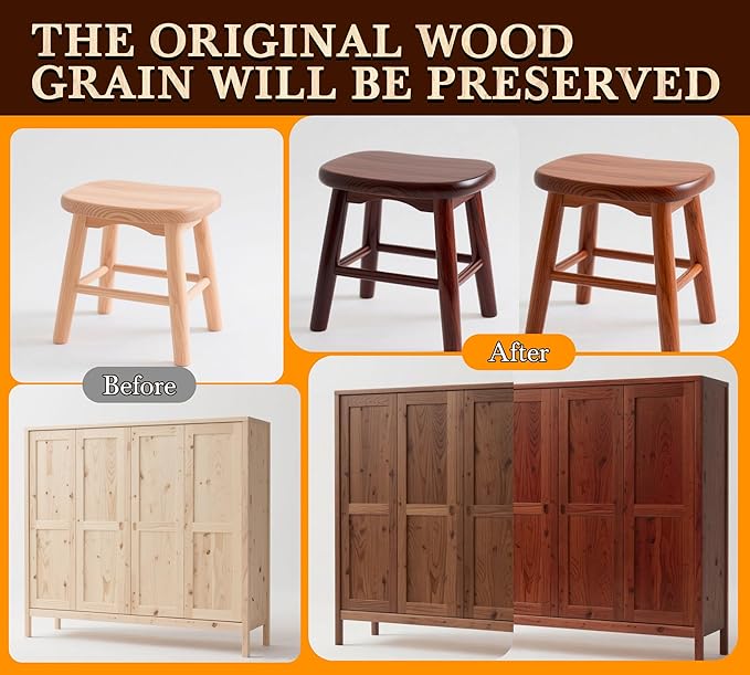 Wood Stain 8.5oz - Dark Oak | Water Based Furniture Stain & Wood Varnish for Indoor & Outdoor Wooden Furniture, Doors, Windows, Paneling, Cabinets | Low Odor Non-Toxic, Dye Fast, Multiple Finishes