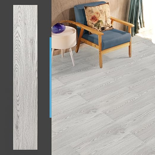Art3d Peel and Stick Floor Tile Vinyl Wood Plank 12-Pack 18 Sq.Ft, Grey Ash, Rigid Surface Hard Core Easy DIY Self-Adhesive Flooring