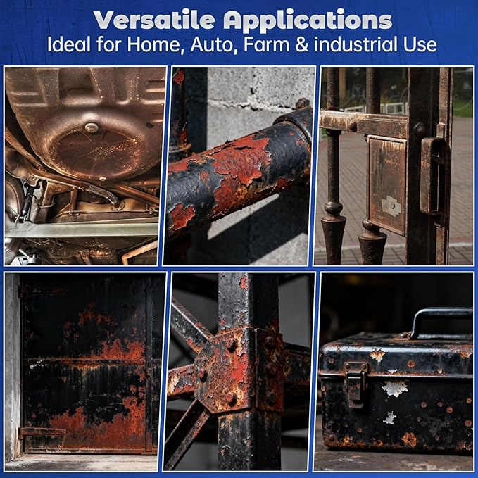 2-in-1 Rust Converter & Metal Primer - 35 oz Black Rust Inhibitor Paint for Metal Protection, Long-lasting Anti-Rust Coating for Automotive, Iron Fence, Garage Door, Outdoor Furniture