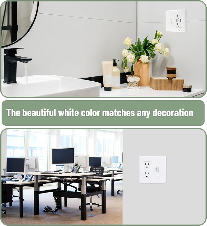 Bates- Combination Wall Plate, Toggle Switch/Decorator, White, 4.5"x4.5"/Standard Size, 2 Gang Wall Plate